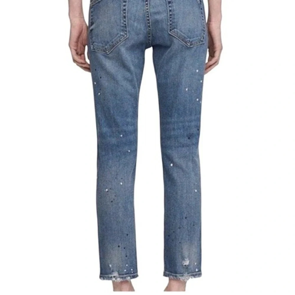 rag & bone Dre Slim Boyfriend Crop Jeans Paint Splatter Distressed Size 29